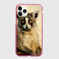 Чехол iPhone 11 Pro матовый Лемур в стиле диаграмм Давинчи