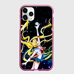 Чехол iPhone 11 Pro матовый Сейлор Мун - космос, цвет: 3D-малиновый