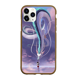 Чехол iPhone 11 Pro матовый Унесенные призраками- дракон и девочка, цвет: 3D-коричневый