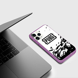 Чехол iPhone 11 Pro матовый PUBG black color splash game, цвет: 3D-фиолетовый — фото 2