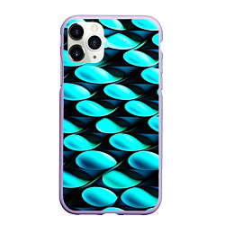 Чехол iPhone 11 Pro матовый Голубые чешуйки, цвет: 3D-светло-сиреневый