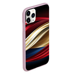 Чехол iPhone 11 Pro матовый Золотые и красные волны абстракции, цвет: 3D-розовый — фото 2