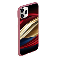 Чехол iPhone 11 Pro матовый Золотые и красные волны абстракции, цвет: 3D-малиновый — фото 2