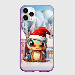 Чехол iPhone 11 Pro матовый Маленький дракончик 2024 год, цвет: 3D-фиолетовый