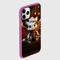 Чехол iPhone 11 Pro матовый Белый новогодний дракон, цвет: 3D-фиолетовый — фото 2
