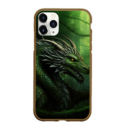 Чехол iPhone 11 Pro матовый Зеленый дракон символ 2024