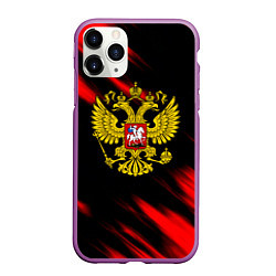 Чехол iPhone 11 Pro матовый Герб РФ патриотический краски