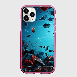 Чехол iPhone 11 Pro матовый Разломки частиц в полете, цвет: 3D-малиновый