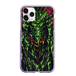 Чехол iPhone 11 Pro матовый Green and red slime, цвет: 3D-светло-сиреневый