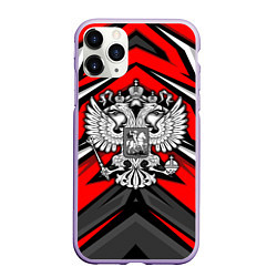 Чехол iPhone 11 Pro матовый Россия - красная геометрия