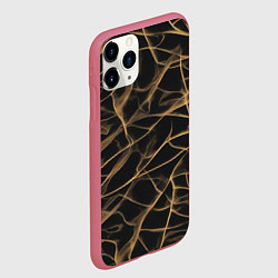 Чехол iPhone 11 Pro матовый Абстракция черное золото, цвет: 3D-малиновый — фото 2