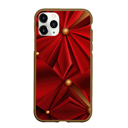 Чехол iPhone 11 Pro матовый Красный материал со складками, цвет: 3D-коричневый