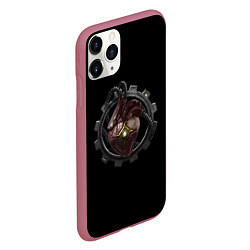 Чехол iPhone 11 Pro матовый Сердце механикус стимпанк, цвет: 3D-малиновый — фото 2