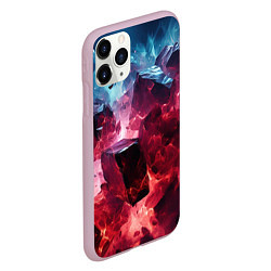 Чехол iPhone 11 Pro матовый Кубы в красном и фиолетовом дыме, цвет: 3D-розовый — фото 2