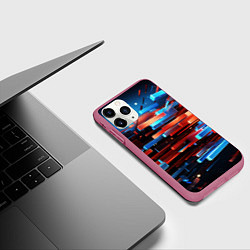Чехол iPhone 11 Pro матовый Прямоугольная абстракция, цвет: 3D-малиновый — фото 2