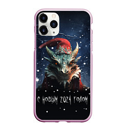 Чехол iPhone 11 Pro матовый Лесной дракон - Новый год, цвет: 3D-розовый