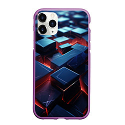 Чехол iPhone 11 Pro матовый Синие плиты абстракция разлома, цвет: 3D-фиолетовый