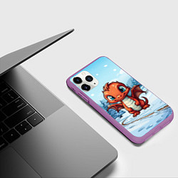 Чехол iPhone 11 Pro матовый Рыжий дракончик 2024, цвет: 3D-фиолетовый — фото 2