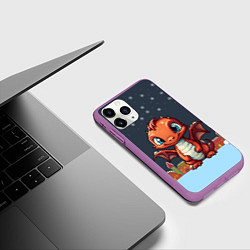 Чехол iPhone 11 Pro матовый Рыжий новогодний дракон, цвет: 3D-фиолетовый — фото 2