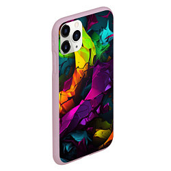 Чехол iPhone 11 Pro матовый Яркие разноцветные краски, цвет: 3D-розовый — фото 2