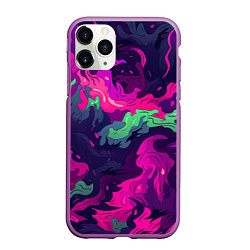 Чехол iPhone 11 Pro матовый Неопределенный яркий камуфляж, цвет: 3D-фиолетовый