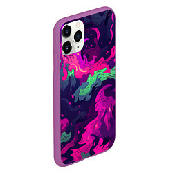 Чехол iPhone 11 Pro матовый Неопределенный яркий камуфляж, цвет: 3D-фиолетовый — фото 2