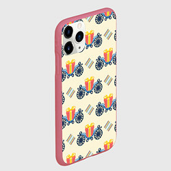 Чехол iPhone 11 Pro матовый Подарок на карете и ромб, цвет: 3D-малиновый — фото 2