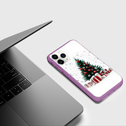Чехол iPhone 11 Pro матовый Рождественская ель, цвет: 3D-фиолетовый — фото 2