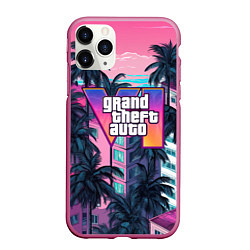 Чехол iPhone 11 Pro матовый GTA 6 Vice logo