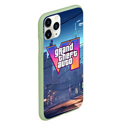 Чехол iPhone 11 Pro матовый GTA 6 ночной город, цвет: 3D-салатовый — фото 2