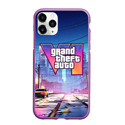 Чехол iPhone 11 Pro матовый GTA 6 неоновый город