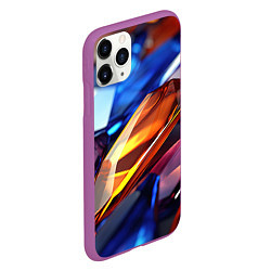 Чехол iPhone 11 Pro матовый Прозрачные блестящие камни, цвет: 3D-фиолетовый — фото 2