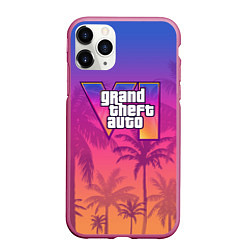 Чехол iPhone 11 Pro матовый GTA 6 official, цвет: 3D-малиновый