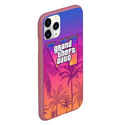 Чехол iPhone 11 Pro матовый GTA 6 official, цвет: 3D-малиновый — фото 2