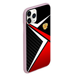 Чехол iPhone 11 Pro матовый Russia - black and red, цвет: 3D-розовый — фото 2