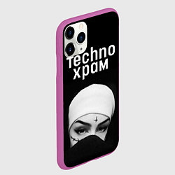 Чехол iPhone 11 Pro матовый Techno храм монашка в маске, цвет: 3D-фиолетовый — фото 2