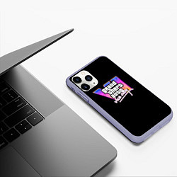 Чехол iPhone 11 Pro матовый Gta 6 vice city logo, цвет: 3D-светло-сиреневый — фото 2