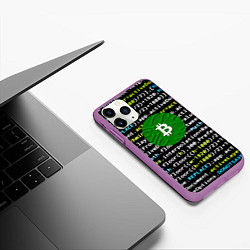 Чехол iPhone 11 Pro матовый Bitcoin сатоши, цвет: 3D-фиолетовый — фото 2