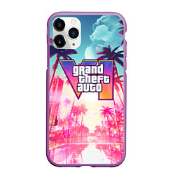 Чехол iPhone 11 Pro матовый Gta 6 logo vice city style