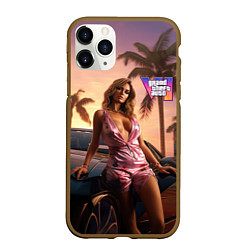 Чехол iPhone 11 Pro матовый GTA 6 girl, цвет: 3D-коричневый
