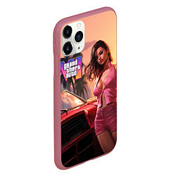 Чехол iPhone 11 Pro матовый GTA 6 girl vice city, цвет: 3D-малиновый — фото 2