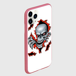 Чехол iPhone 11 Pro матовый Череп из дыры - иллюзия, цвет: 3D-малиновый — фото 2