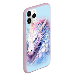 Чехол iPhone 11 Pro матовый Белый волшебный дракон, цвет: 3D-розовый — фото 2