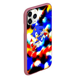 Чехол iPhone 11 Pro матовый Sonic colors, цвет: 3D-малиновый — фото 2