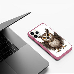 Чехол iPhone 11 Pro матовый Совушка с крыльями, цвет: 3D-малиновый — фото 2