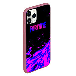 Чехол iPhone 11 Pro матовый Fortnite neon logo steel, цвет: 3D-малиновый — фото 2