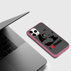 Чехол iPhone 11 Pro матовый Я люблю панду, цвет: 3D-малиновый — фото 2