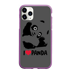 Чехол iPhone 11 Pro матовый Я люблю панду, цвет: 3D-фиолетовый