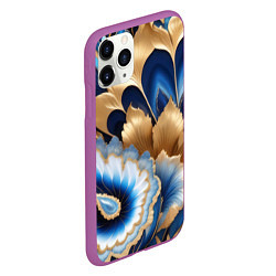 Чехол iPhone 11 Pro матовый Королевский синий с золотом, цвет: 3D-фиолетовый — фото 2