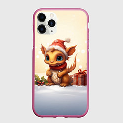 Чехол iPhone 11 Pro матовый Дракон магикус драконус, цвет: 3D-малиновый